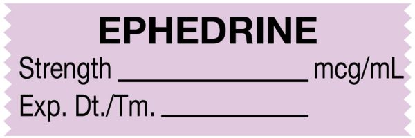 Medical Use Labels - Anesthesia Tape, Ephedrine mcg/mL, 1-1/2" x 1/2"