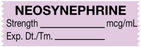 Medical Use Labels - Anesthesia Tape, Neosynephrine mcg/mL, 1-1/2" x 1/2"