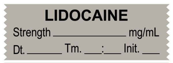 Medical Use Labels - Anesthesia Tape, Lidocaine mg/mL, Date Time Initial, 1-1/2" x 1/2"