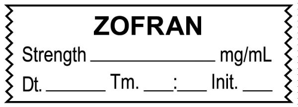 Medical Use Labels - Anesthesia Tape, Zofran mg/mL, Date Time Initial, 1-1/2" x 1/2"