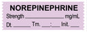 Medical Use Labels - Anesthesia Tape, Norepinephrine mg/mL, Date Time Initial, 1-1/2" x 1/2"