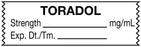 Medical Use Labels - Anesthesia Tape, Toradol mg/mL, 1-1/2" x 1/2"