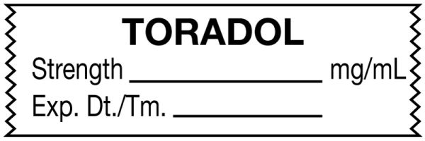 Medical Use Labels - Anesthesia Tape, Toradol mg/mL, 1-1/2" x 1/2"