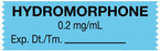 Medical Use Labels - Anesthesia Tape, Hydromorphone 0.2 mg/mL, 1-1/2" x 1/2"