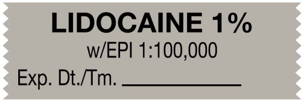 Medical Use Labels - Anesthesia Tape, Lidocaine 1% W EPI, 1-1/2" x 1/2"