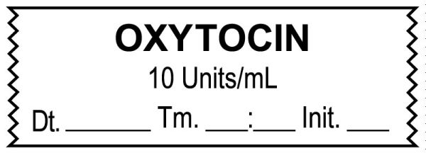 Medical Use Labels - Anesthesia Tape, Oxytocin 10 Units/mL , Date Time Initial, 1-1/2" x 1/2"