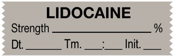 Medical Use Labels - Anesthesia Tape, Lidocaine %, Date Time Initial, 1-1/2" x 1/2"