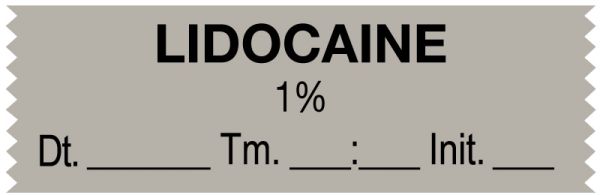 Medical Use Labels - Anesthesia Tape, Lidocaine 1%, Date Time Initial, 1-1/2" x 1/2"