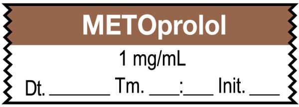 Medical Use Labels - Anesthesia Tape, Metoprolol 1 mg/mL, Date Time Initial, 1-1/2" x 1/2"