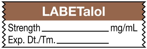 Medical Use Labels - Anesthesia Tape, Labetalol mg/mL, 1-1/2" x 1/2"