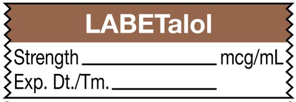 Medical Use Labels - Anesthesia Tape, Labetalol mcg/mL, 1-1/2" x 1/2"