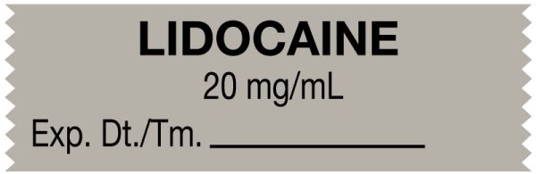 Medical Use Labels - Anesthesia Tape, Lidocaine 20 mg/mL, 1-1/2" x 1/2"