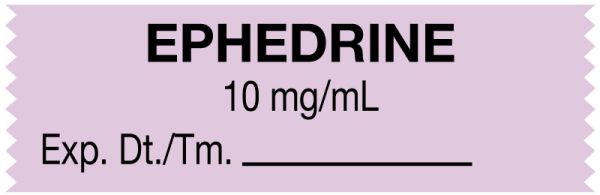 Medical Use Labels - Anesthesia Tape, Ephedrine 10mg/mL, 1-1/2" x 1/2"