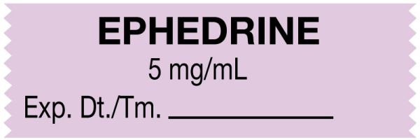 Medical Use Labels - Anesthesia Tape, Ephedrine 5 mg/mL, 1-1/2" x 1/2"