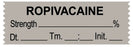 Medical Use Labels - Anesthesia Tape, Ropivacaine %, Date Time Initial, 1-1/2" x 1/2"