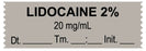 Medical Use Labels - Anesthesia Tape, Lidocaine 2% 20 mg/mL, Date Time Initial, 1-1/2" x 1/2"