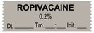 Medical Use Labels - Anesthesia Tape, ROPIVACAINE 0.2% DTI 1-1/2" x 1/2"