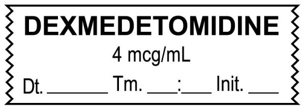 Medical Use Labels - Anesthesia Tape, Dexmedetomidine 4 mcg/mL DTI 1-1/2" x 1/2"