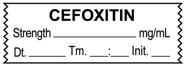 Medical Use Labels - Anesthesia Tape, CEFOXITIN mg/mL DTI 1-1/2" x 1/2"