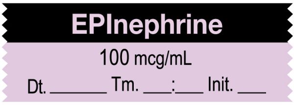 Medical Use Labels - Anesthesia Tape, EPInephrine 100 mcg/mL DTI 1-1/2" x 1/2"