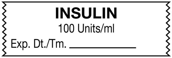 Medical Use Labels - Anesthesia Tape, Insulin 100 Units/mL, 1-1/2" x 1/2"