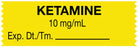 Medical Use Labels - Anesthesia Tape, Ketamine 10 mg/mL, 1-1/2" x 1/2"