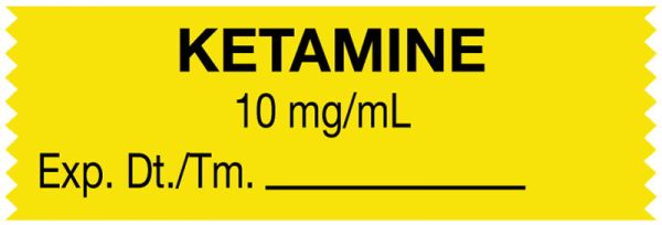 Medical Use Labels - Anesthesia Tape, Ketamine 10 mg/mL, 1-1/2" x 1/2"