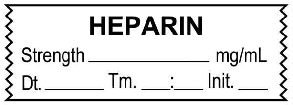 Medical Use Labels - Anesthesia Tape, Heparin mg/mL, Date Time Initial, 1-1/2" x 1/2"