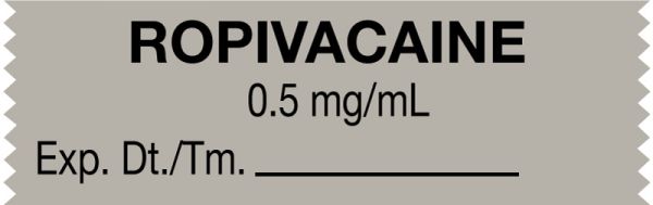 Medical Use Labels - Anesthesia Tape, Ropivacaine 0.5 mg/mL, 1-1/2" x 1/2"