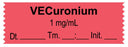 Medical Use Labels - Anesthesia Tape, Vecuronium 1 mg/mL, Date Time Initial, 1-1/2" x 1/2"