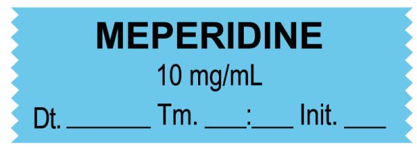 Medical Use Labels - Anesthesia Tape, Meperidine 10 mg/mL, Date Time Initial, 1-1/2" x 1/2"