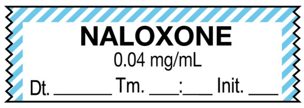 Medical Use Labels - Anesthesia Tape, Naloxone 0.04 mg/mL, Date Time Initial, 1-1/2" x 1/2"