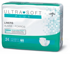 Medline Ultrasoft Cloth-Like Incontinence Liners - Ultra-Soft Incontinence Liners, Plus, 14" x 25.5" - ULTRASOFTPLUS