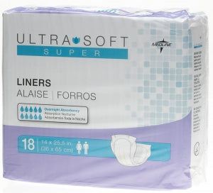 Medline Ultrasoft Cloth-Like Incontinence Liners - Ultra-Soft Incontinence Liners, Super, 14" x 25.5" - ULTRASOFTSUPR