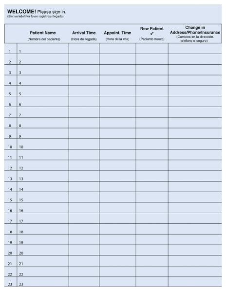 Medical Use Labels - Duplicate Sign-In Sheet, 8-1/2" x 11"