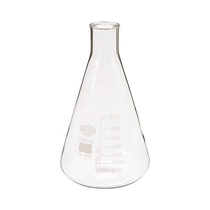 United Scientific Narrow-Mouth Glass Erlenmeyer Flasks - Narrow-Mouth Erlenmeyer Flask, Borosilicate Glass, 2000 mL - FG4980-2000