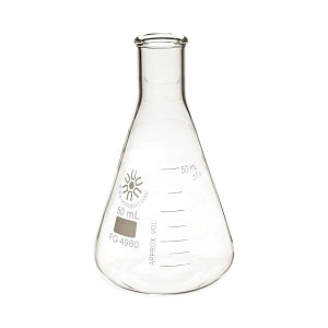 United Scientific Narrow-Mouth Glass Erlenmeyer Flasks - Narrow-Mouth Erlenmeyer Flask, Borosilicate Glass, 50 mL - FG4980-50