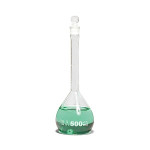 United Scientific Class B Volumetric Flasks with Glass Stopper - Volumetric Flask with Glass Stopper, Class B Glass, 500mL - FG5641-500