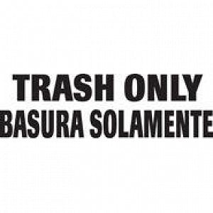 United Receptacle Waste / Trash Decals - Trash Only Decal, Bilingual, 4" x 10" - CL3