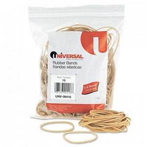 Universal Rubber Bands - Size 16 (2-1/2"L x 1/16"W) Beige Rubber Bands, 1/4-lb. Bag - 00416