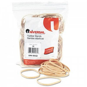 Universal Rubber Bands - Size 32 (3"L x 1/8"W) Beige Rubber Bands, 1/4-lb. Bag - 00432