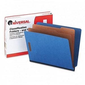 Universal Pressboard Classification Folders - Pressboard End Tab Classification Folders, Letter, Six-Section, Blue - 10318