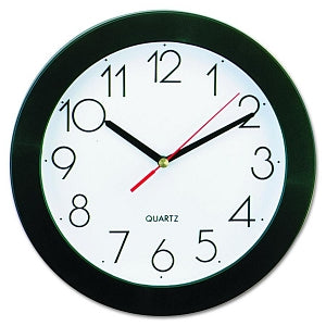 Universal Round Wall Clocks - Round Wall Clock, 9 3/4", Black - 10421