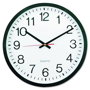 Universal Round Wall Clocks - Round Wall Clock, 12-5/8" dia., Black - 10431