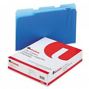 Universal Products Colored File Folders - File Folders, 1/3 Cut One-Ply Top Tab, Letter, Blue / Light Blue, 100/Box - 10501