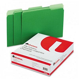 Universal Products Colored File Folders - File Folders, 1/3 Cut One-Ply Top Tab, Letter, Green / Light Green, 100/Box - 10502