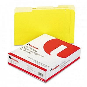 Universal Products Colored File Folders - File Folders, 1/3 Cut One-Ply Top Tab, Letter, Yellow / Light Yellow, 100/Box - 10504