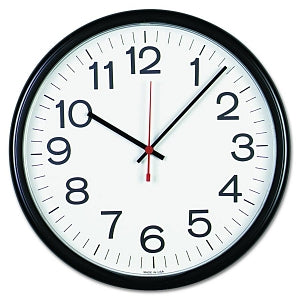 Universal Round Wall Clocks - Indoor / Outdoor Clock, Quartz, 13-1/2", Black - 11381