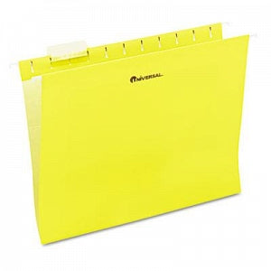 Universal Products Hanging File Folders - Deluxe Bright Color Hanging File Folders, 1/5 Tab, Letter, Yellow - 14119