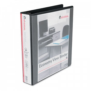 Universal Products Economy Ring View Binders - Slant-Ring Economy View Binder, Black, 1-1/2" Capacity - 20743